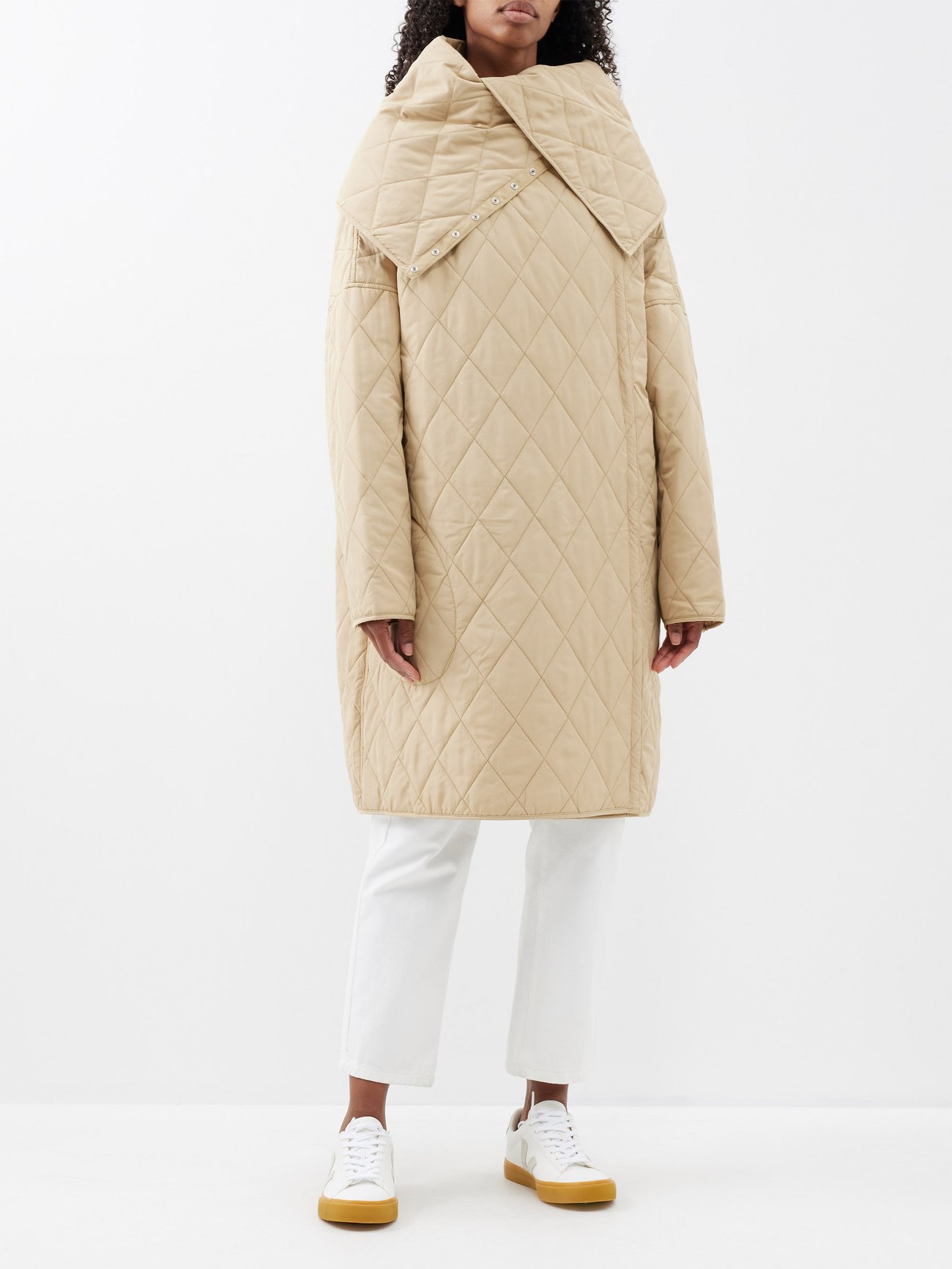 Beige Oversized quilted padded coat | Norma Kamali | MATCHESFASHION UK