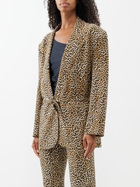 Norma Kamali Oversized leopard-print belted jacket