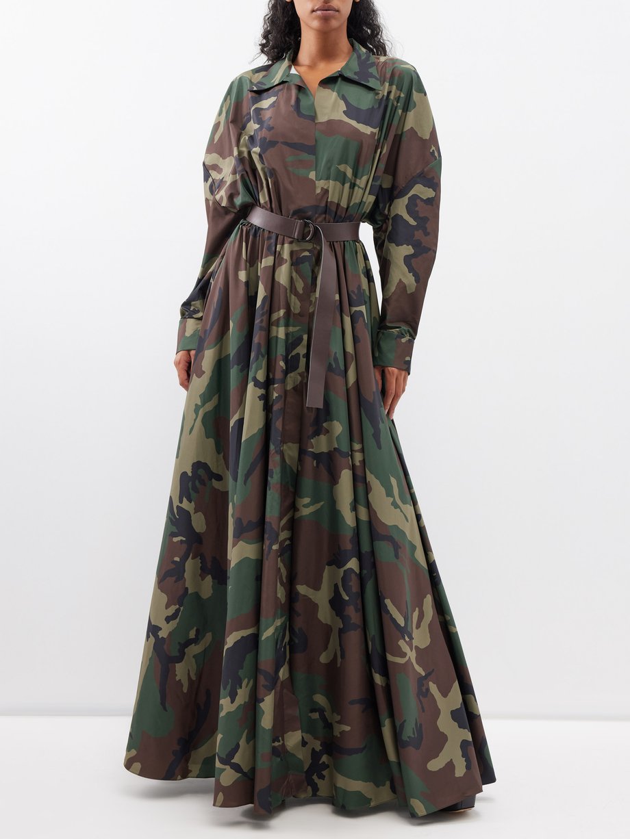 Brown Oversized Boyfriend camouflage-print belted gown | Norma Kamali ...