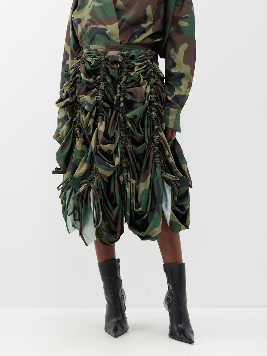 Green Parachute camouflage-print habotai midi skirt | Norma Kamali ...