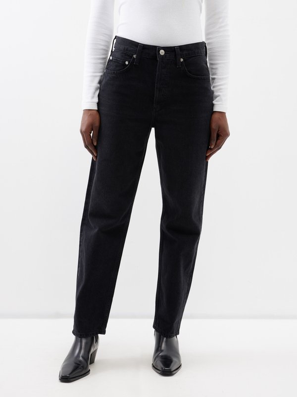 Blue Devi low-rise tapered-leg jeans