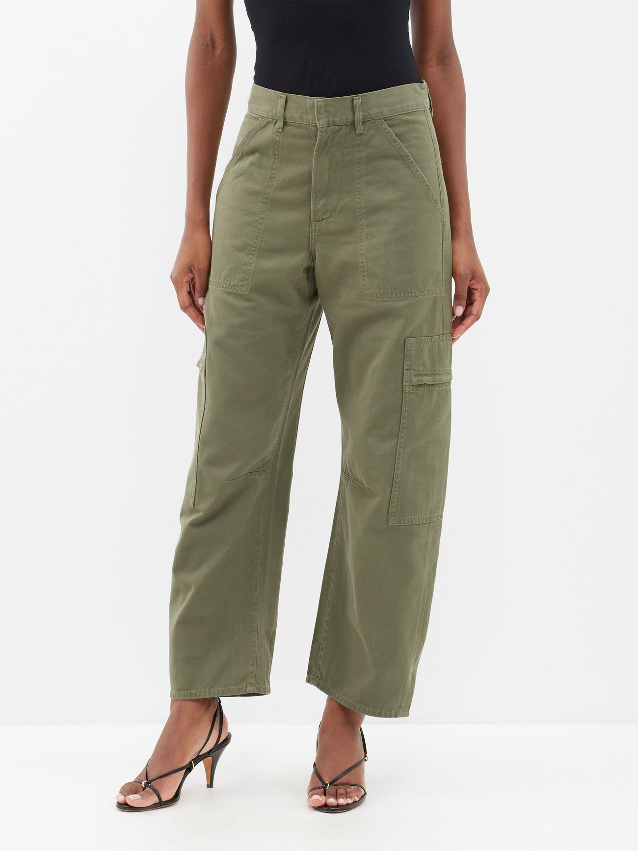 Green Marcelle low-rise organic-cotton cargo trousers | Citizens of ...