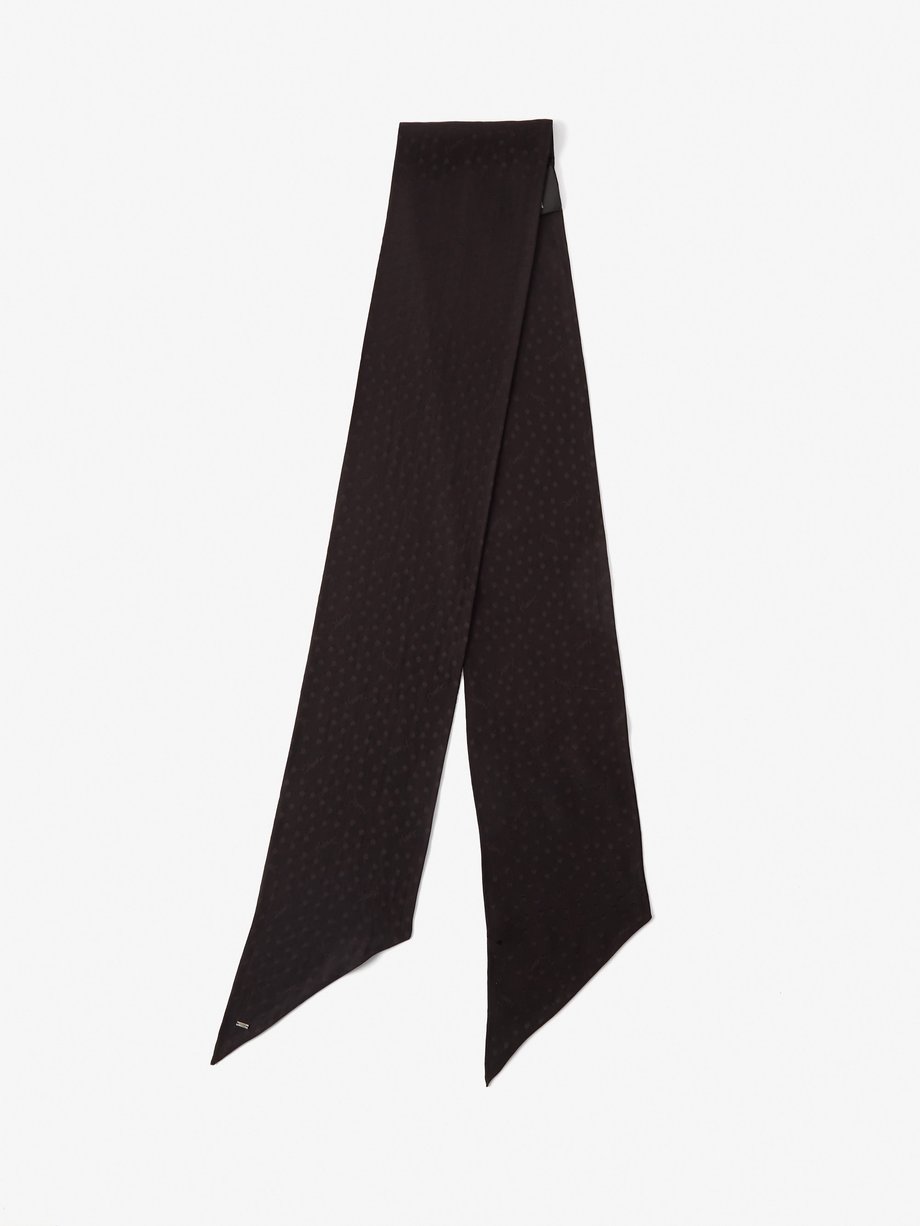 Black Polka-dot silk-twill scarf | Saint Laurent | MATCHES UK