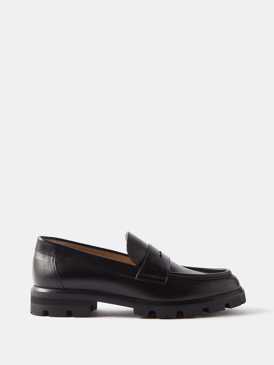 Black 24 leather loafers | Legres | MATCHES UK