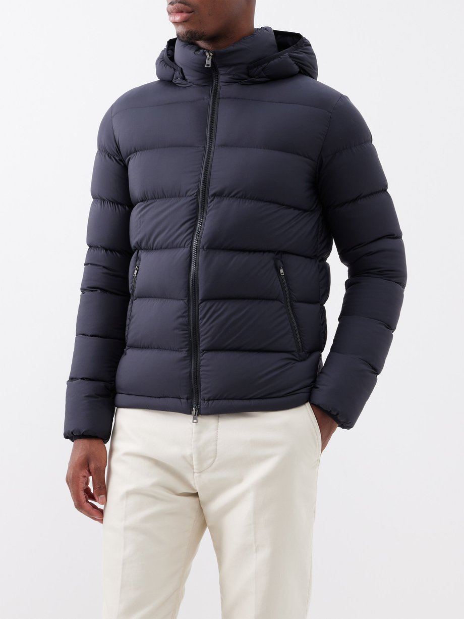Navy Supermatte hooded down coat | Herno | MATCHES UK