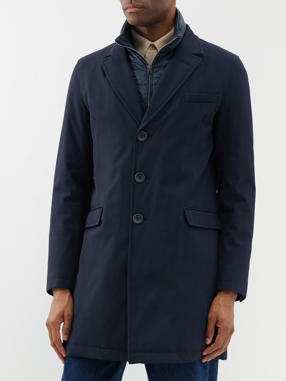 Navy Hybrid quilted-insert technical-twill coat | Herno | MATCHESFASHION US