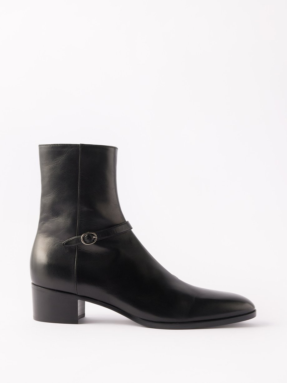 Black Vlad zipped leather boots | Saint Laurent | MATCHES UK