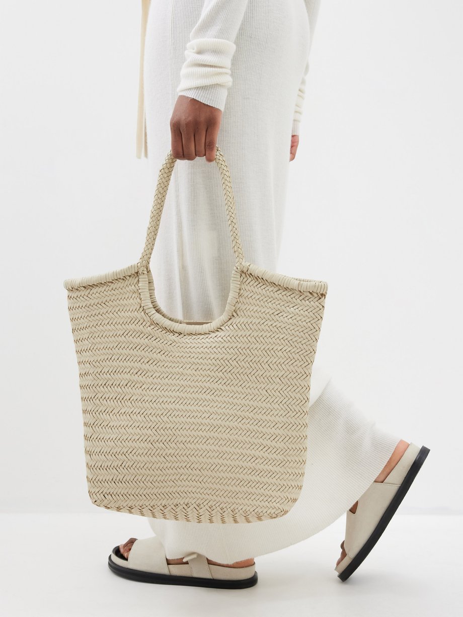 Beige Triple Jump woven-leather basket bag | Dragon Diffusion | MATCHES UK