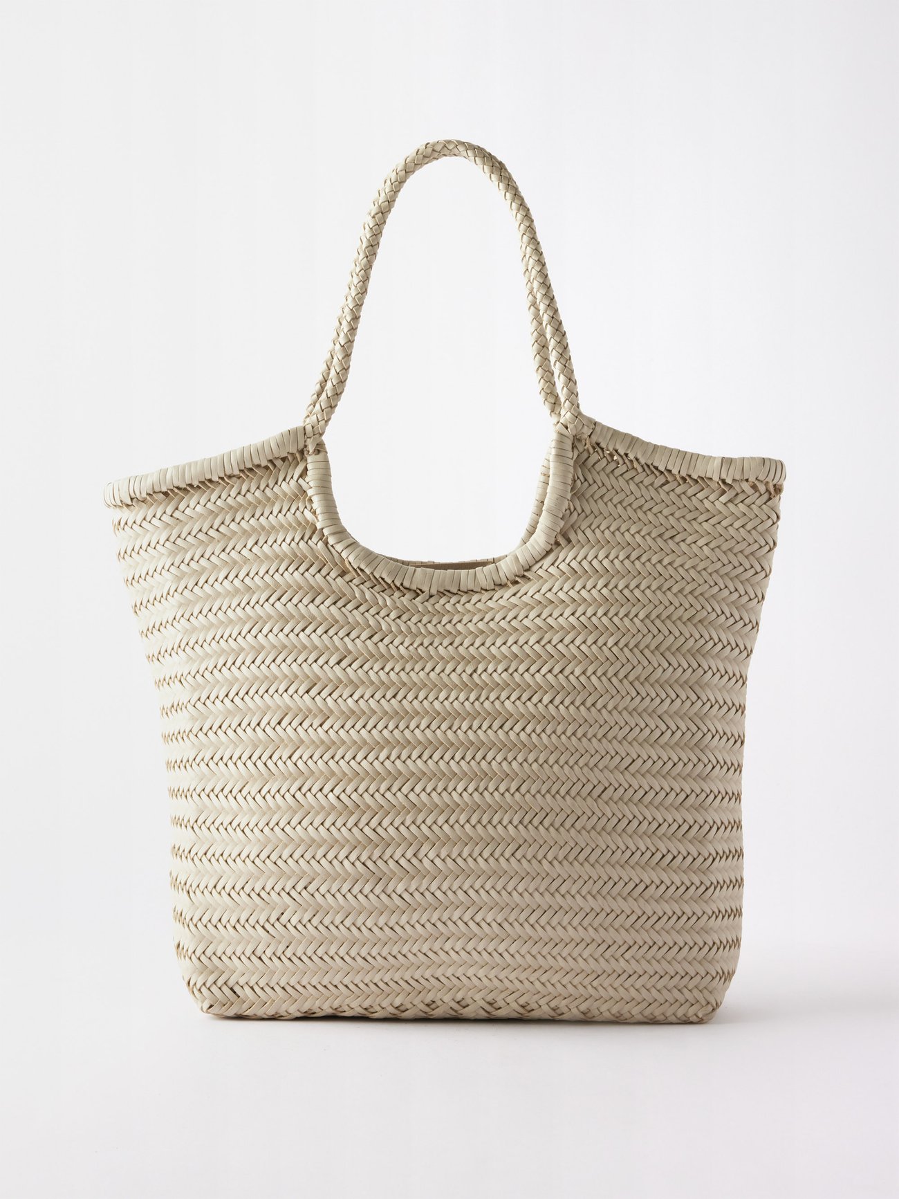 Beige Triple Jump woven-leather basket bag | Dragon Diffusion