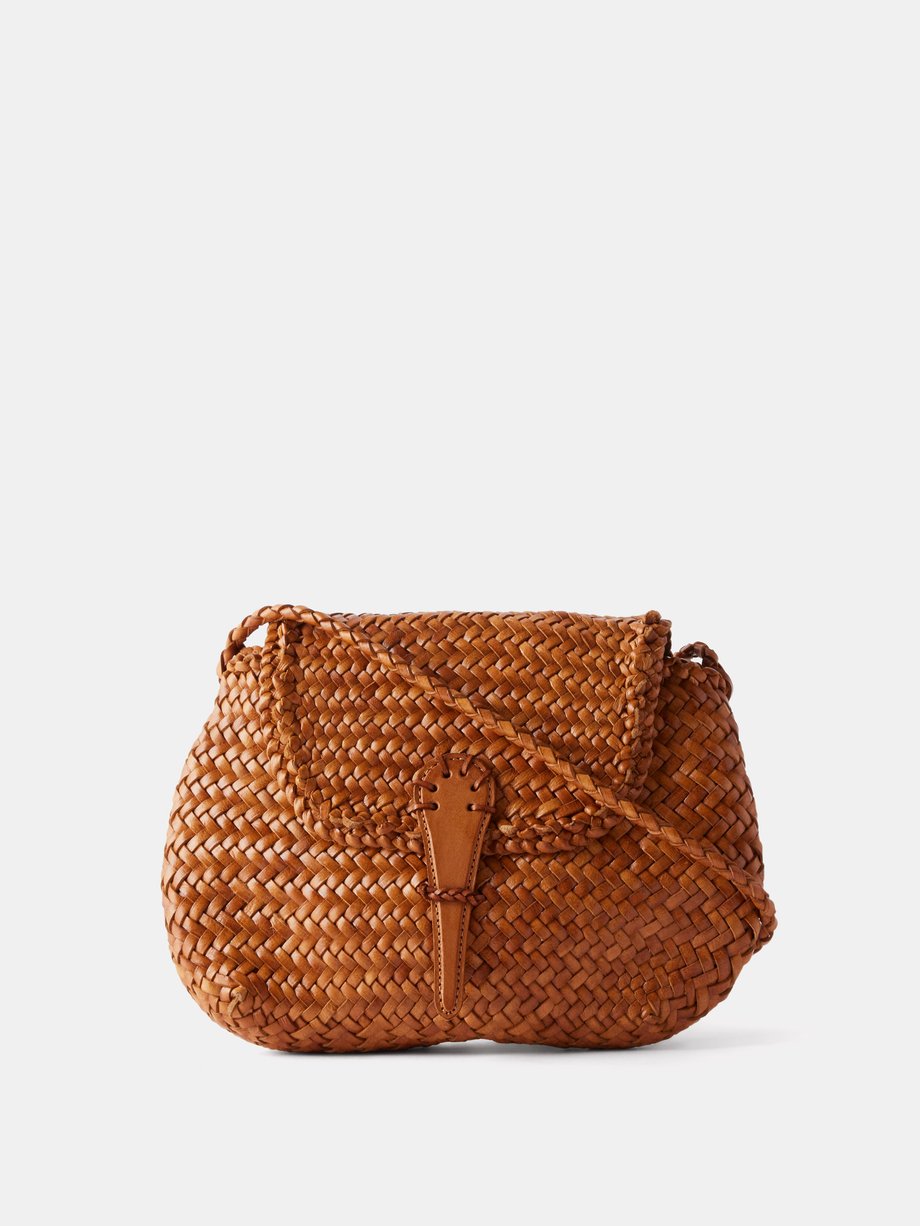 Tan City mini woven-leather cross-body bag | Dragon Diffusion ...