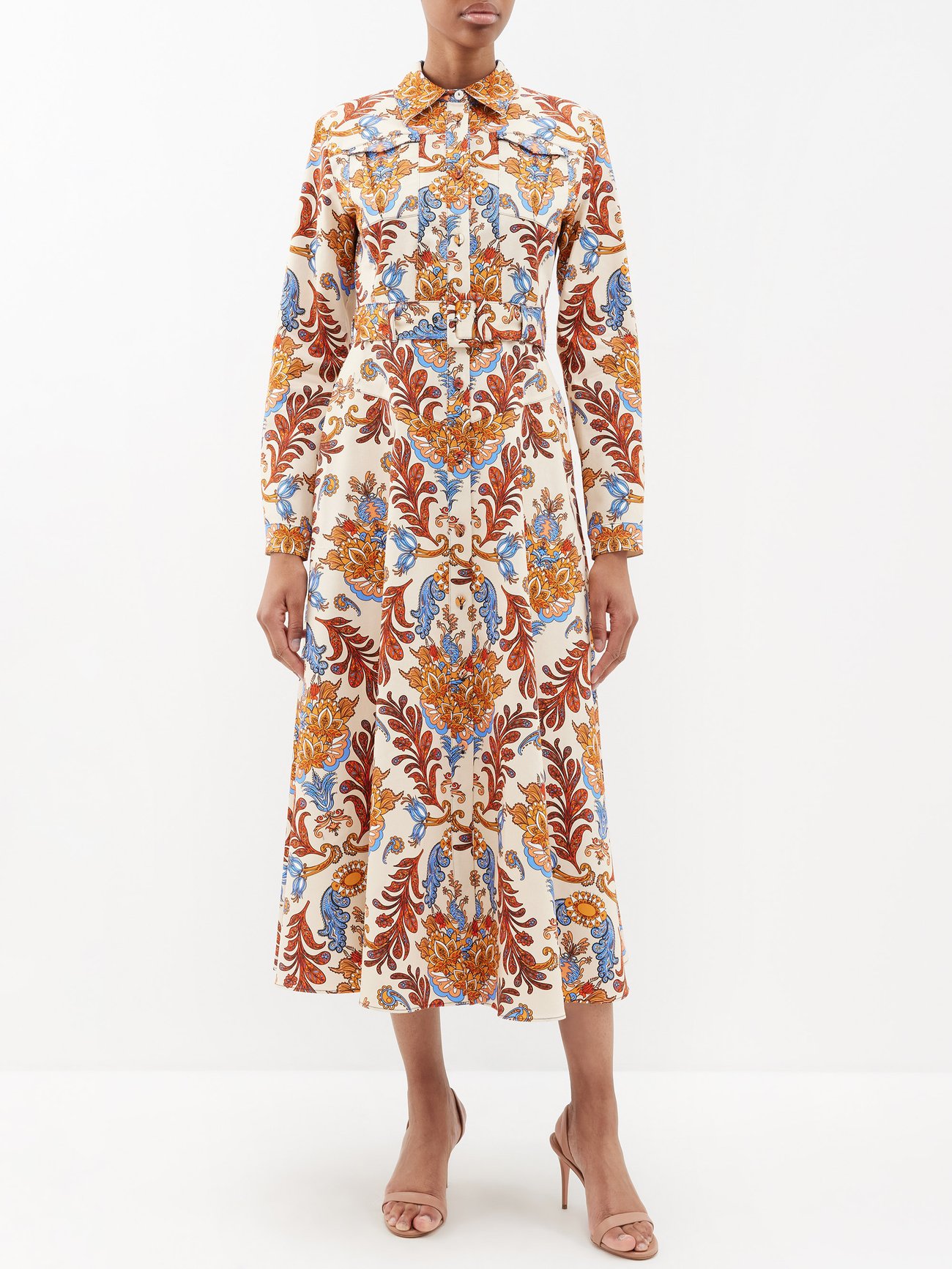 Beige Brielle printed twill shirt dress | Borgo De Nor | MATCHES UK