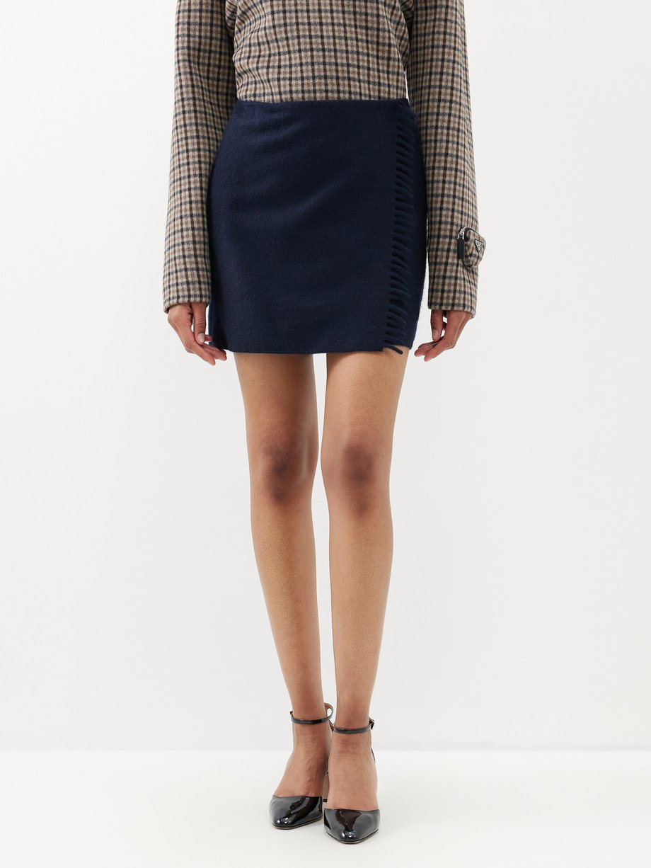 Prada Logo-patch cashmere mini skirt