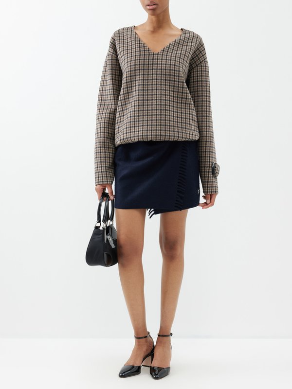 Prada Logo-patch cashmere mini skirt