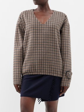 Prada Checked wool-cashmere blend sweatshirt