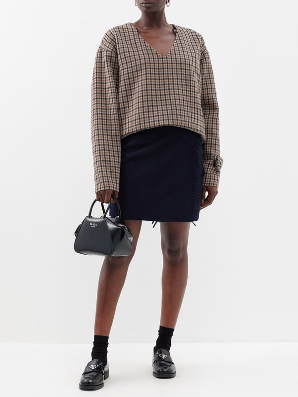 Prada Checked wool-cashmere blend sweatshirt