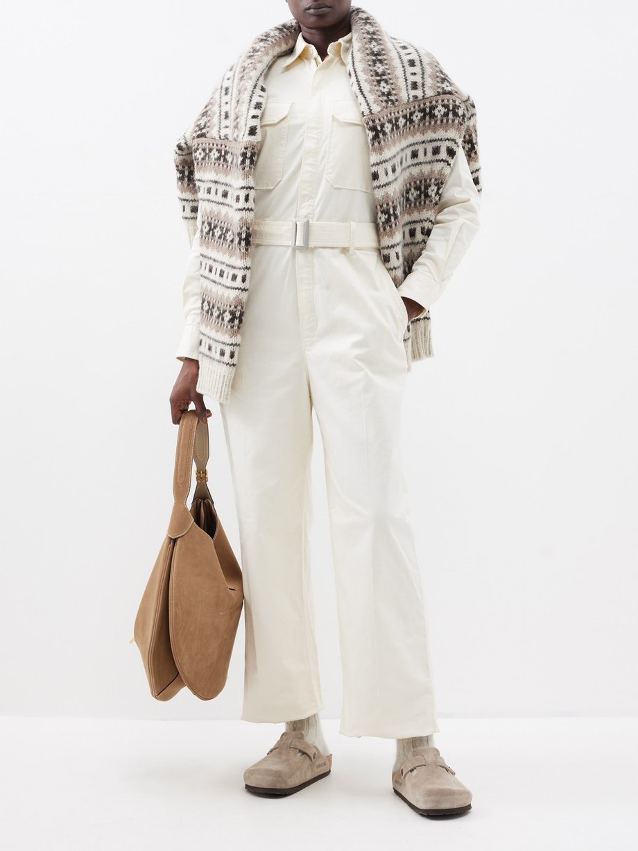 White Belted cotton-blend jumpsuit | Polo Ralph Lauren | MATCHES UK
