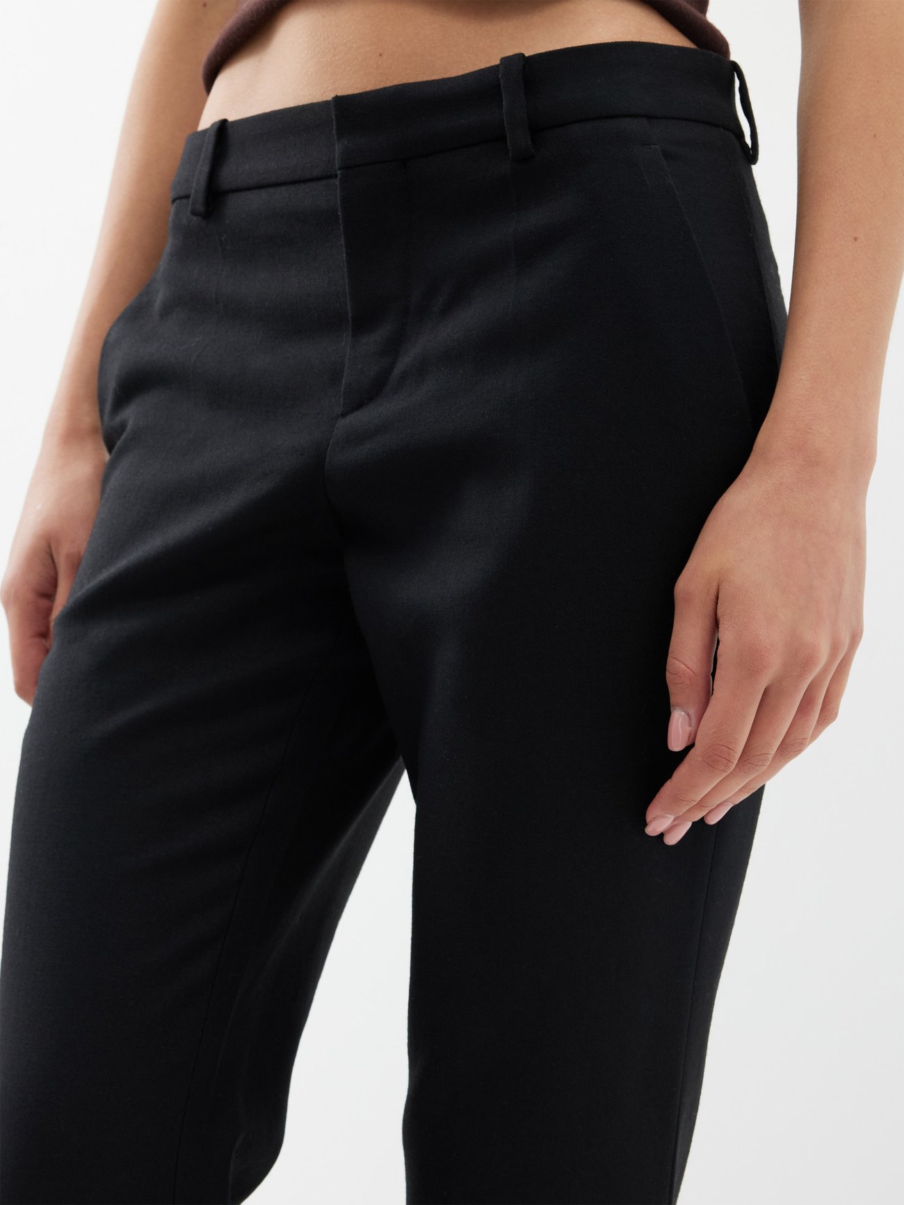 FLARED PANTS IN WOOL GABARDINE - BLACK