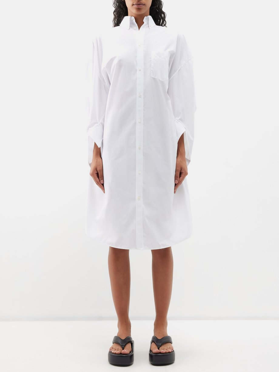 White Swing twisted poplin shirt dress | Balenciaga | MATCHESFASHION US