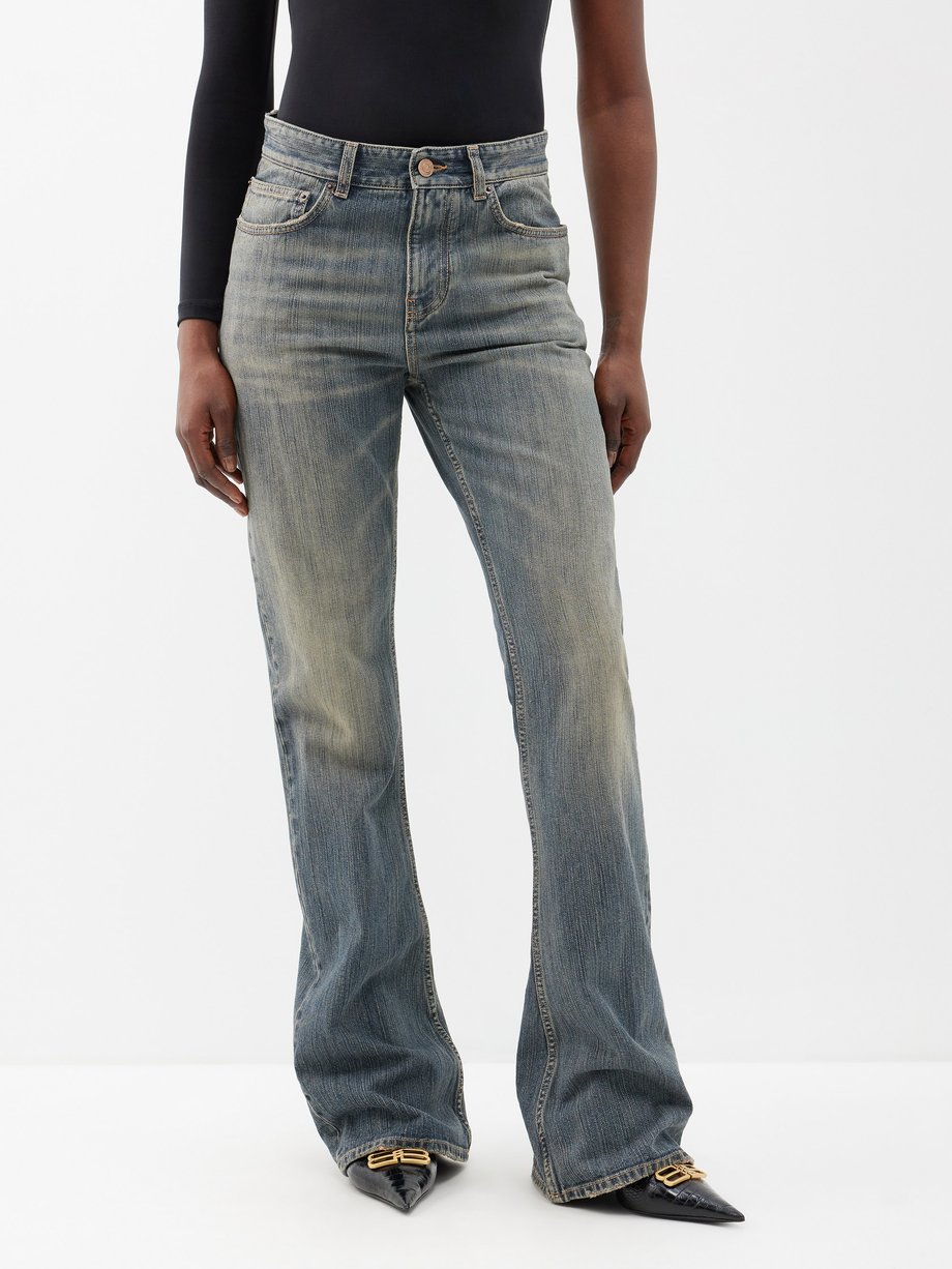 Blue Distressed bootcut jeans, Balenciaga