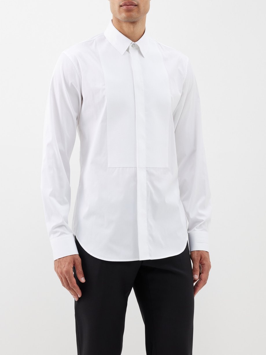 White Bib-front cotton-poplin tuxedo shirt | Versace | MATCHES UK