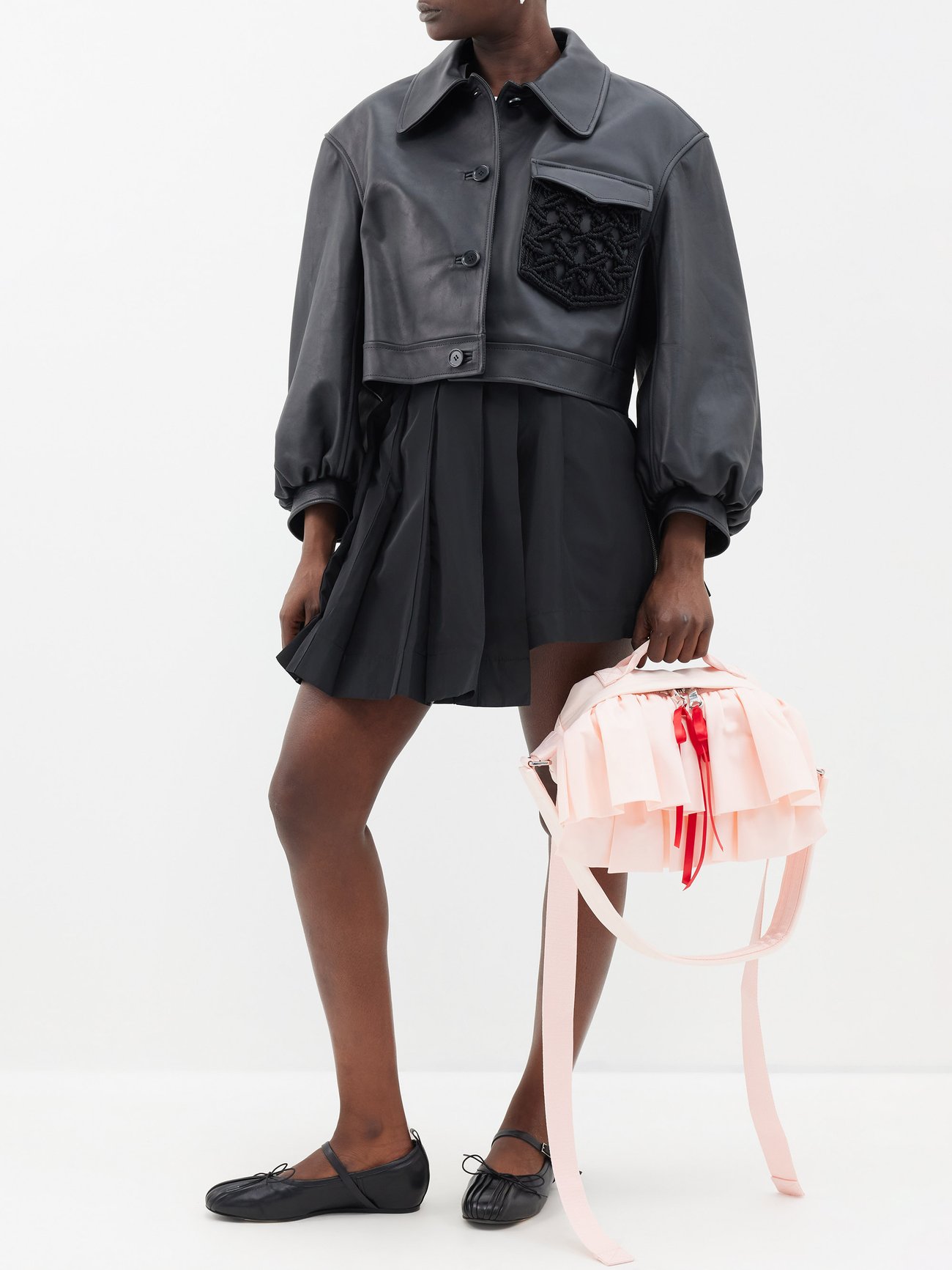 Ruffled Crossbody Bag in Pink - Simone Rocha