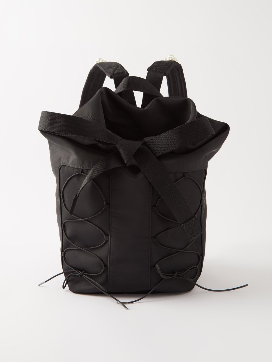Mini Faux Pearl Decor Drawstring Design Satchel Bag