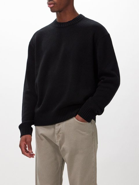 Black Super Hard Twist ribbed-knit cotton sweater | Auralee 