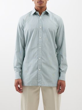 Charvet Striped slim-fit cotton-poplin shirt