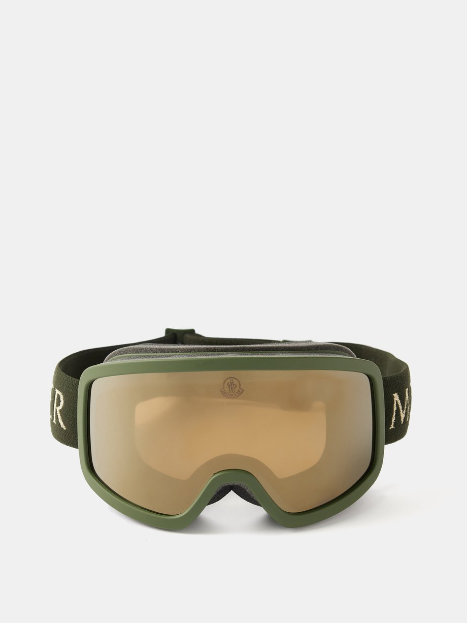 Green Injected mask ski goggles, Moncler