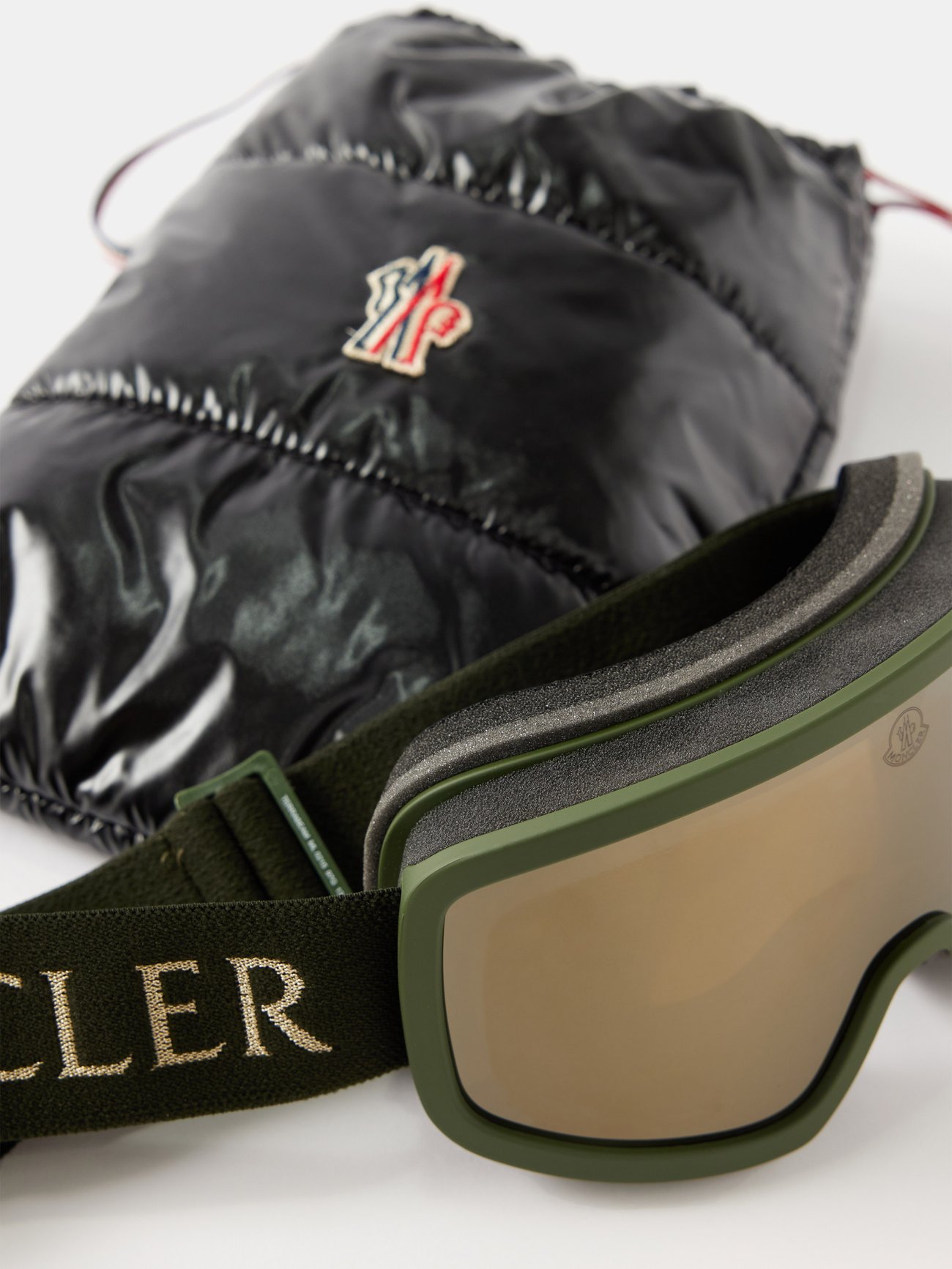 Green Injected mask ski goggles, Moncler