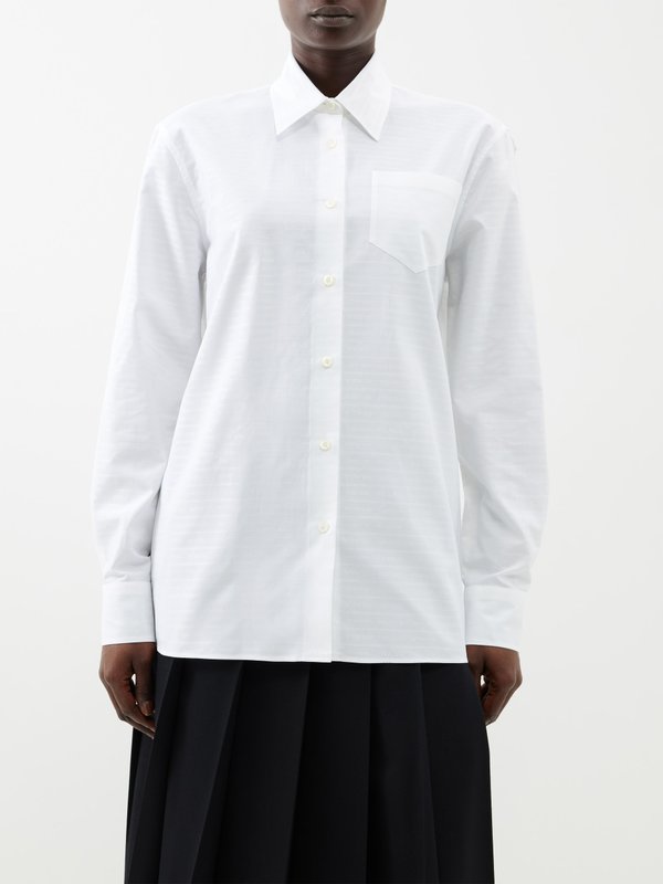 Prada Logo-jacquard cotton shirt