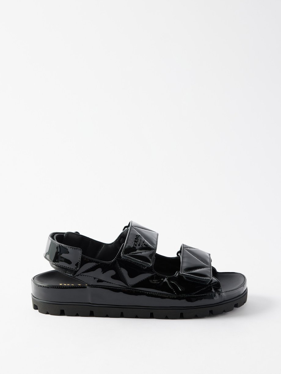 Black Quilted patent-leather sandals | Prada | MATCHESFASHION UK