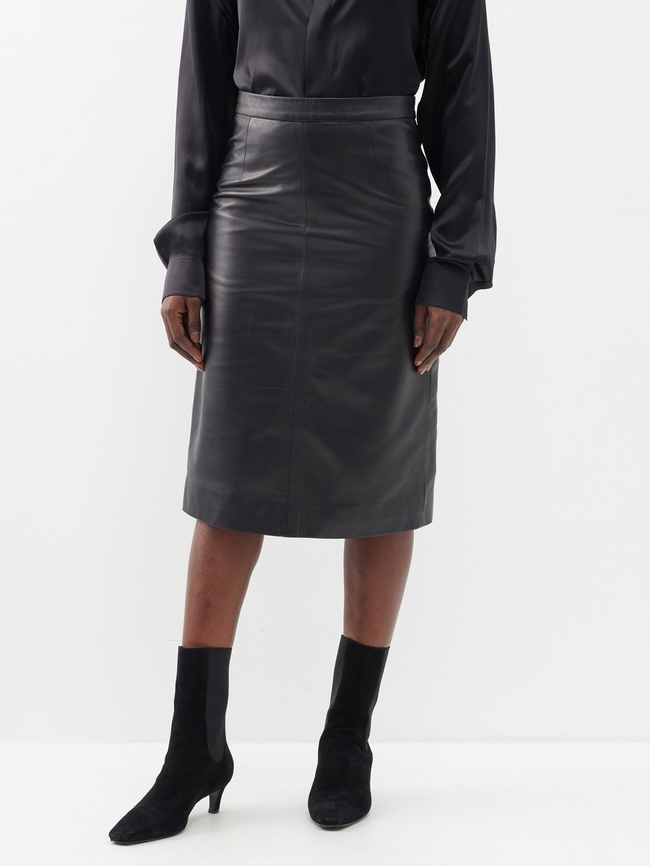 Black Leonie leather skirt | Nili Lotan | MATCHES UK