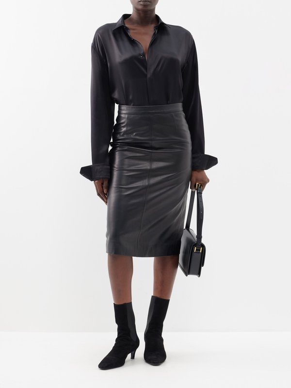 Black Leonie leather skirt | Nili Lotan | MATCHES UK