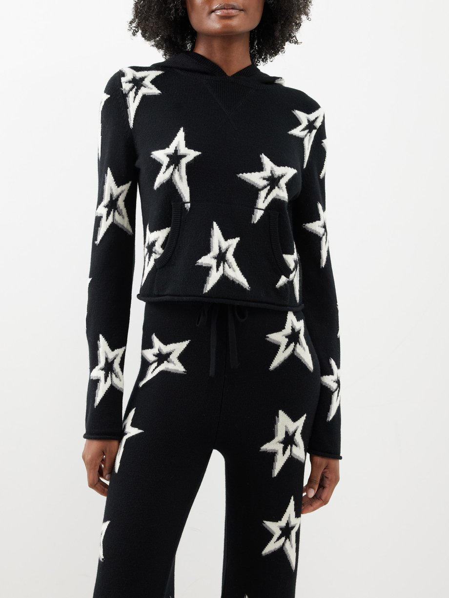 Black Whistler star-intarsia merino wool hoodie | Perfect Moment ...