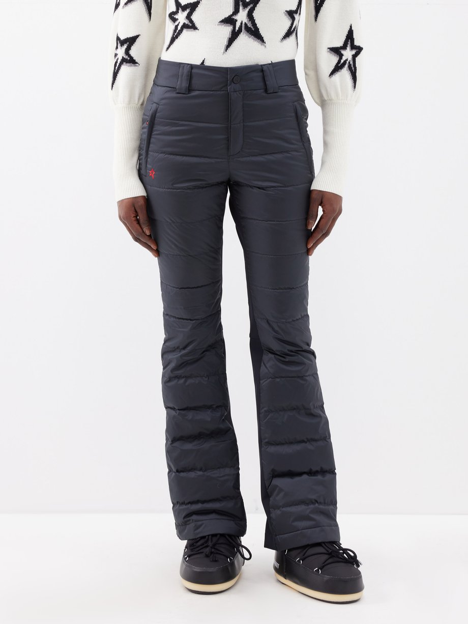 Topshop quilted puffer straight leg trouser in black