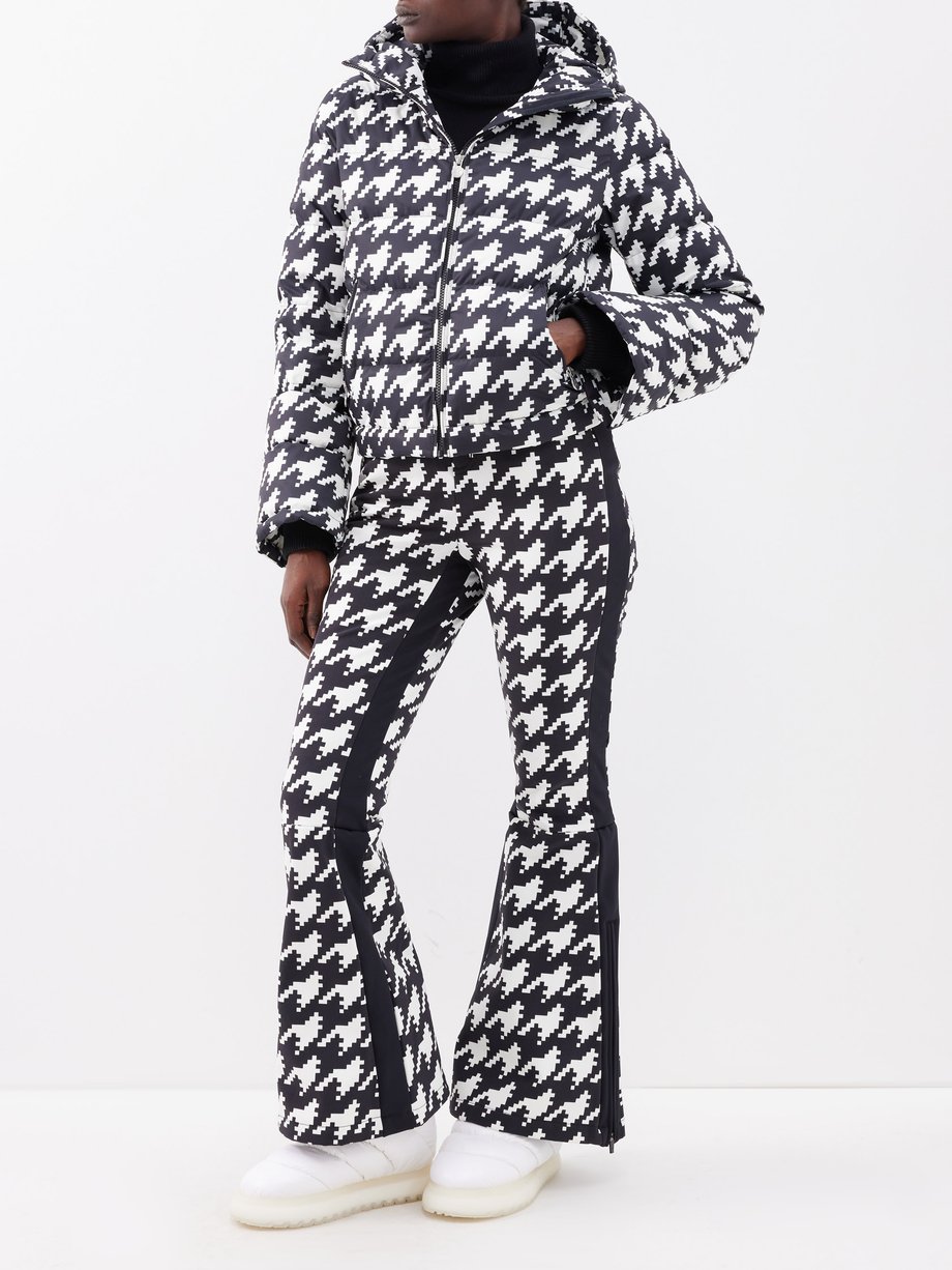 Black Polar Flare II houndstooth-print down ski jacket