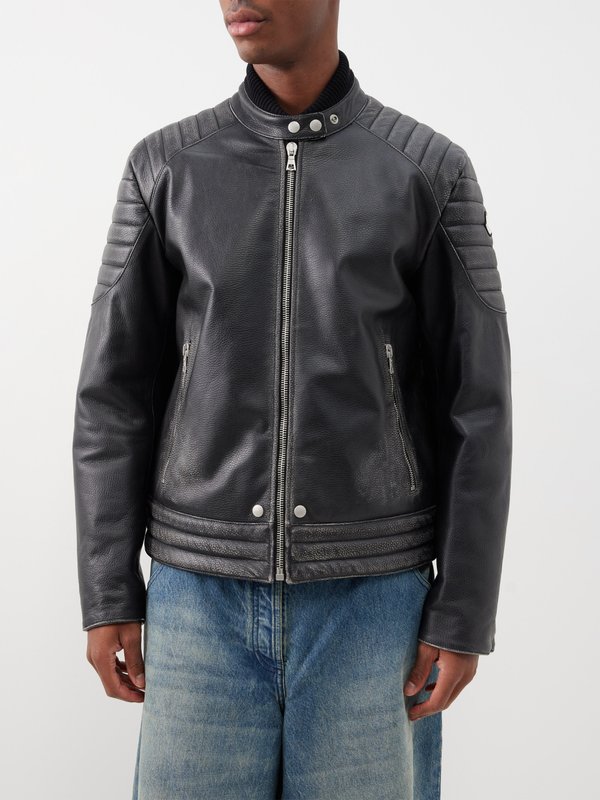 Black Vicsek down leather jacket | Moncler Genius | MATCHES UK