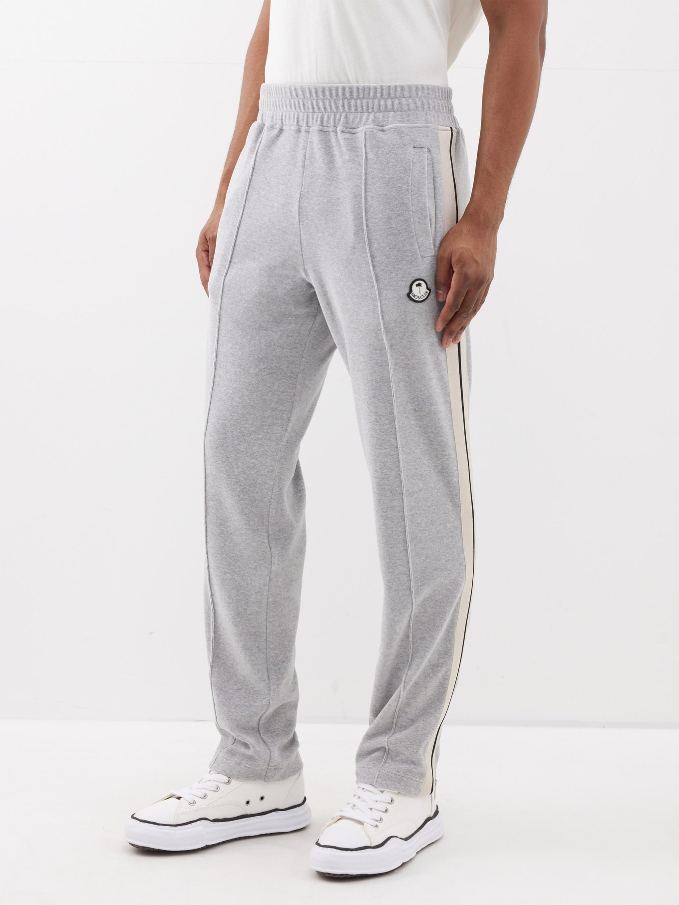 Grey Side-stripe jersey track pants | Moncler Genius