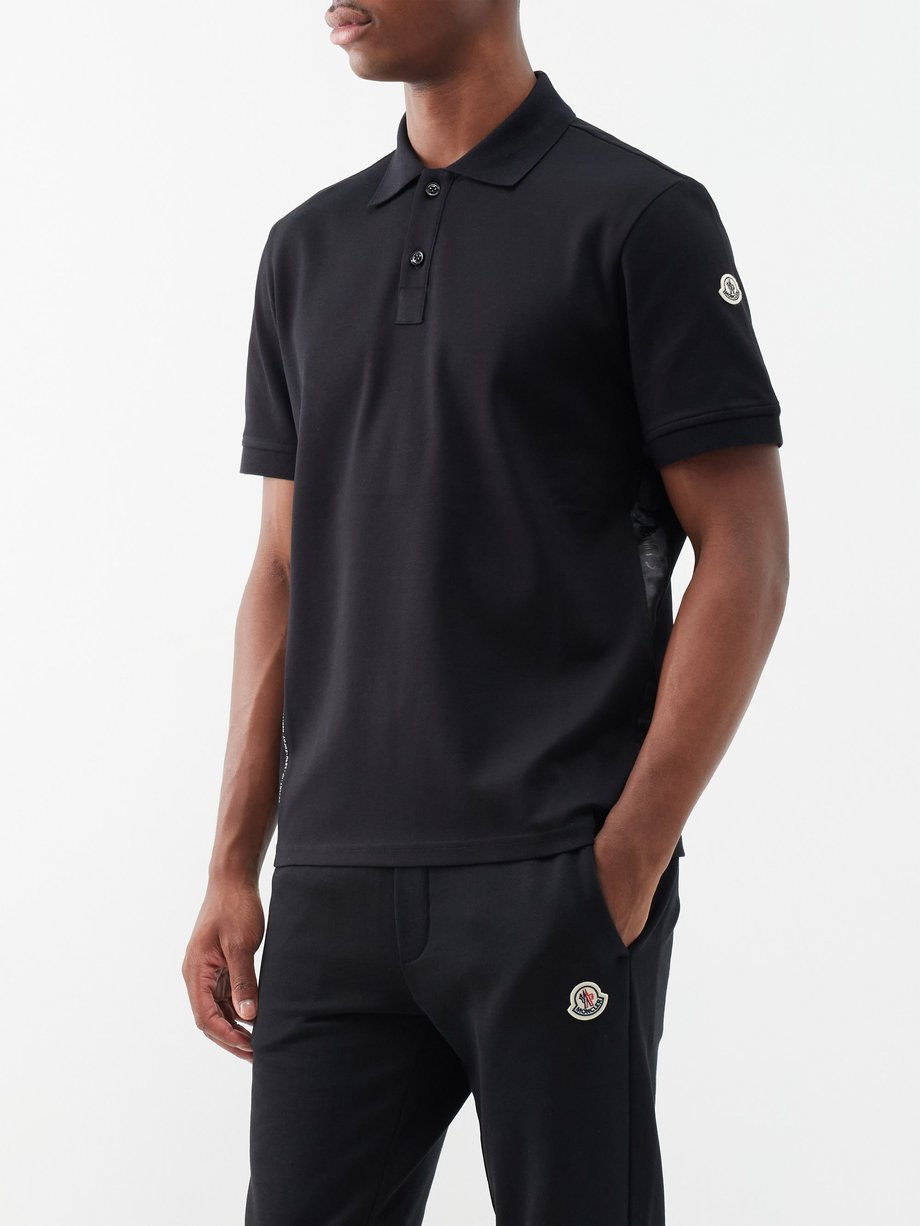 Black Logo-patch cotton-piqué polo shirt | Moncler Genius | MATCHES UK
