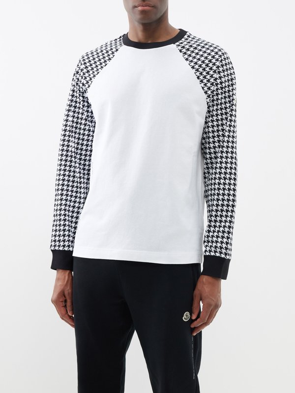 Moncler x FRGMT (Moncler Genius) Houndstooth-print long-sleeved cotton T-shirt