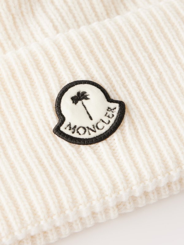 8 MONCLER PALM ANGELS (Moncler Genius) Logo-patch wool beanie