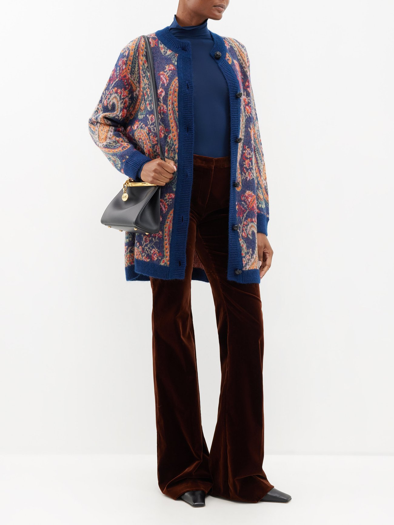 Paisley-jacquard mohair-blend cardigan