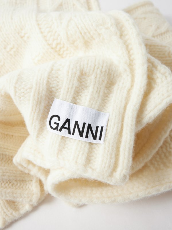 GANNI (Ganni) Cable-knit wool-blend scarf