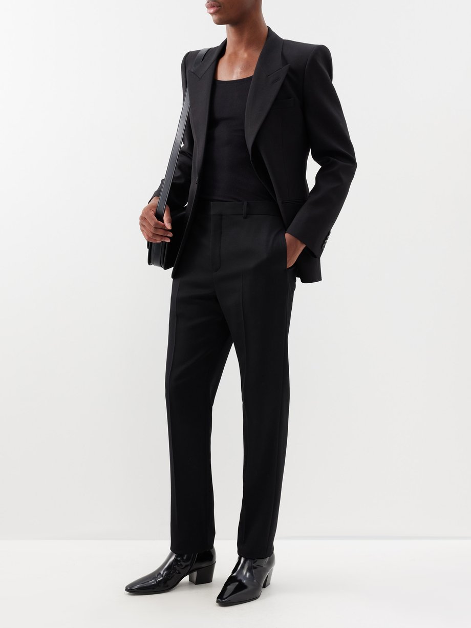 Black Peak-lapel wool-gabardine suit jacket, Saint Laurent