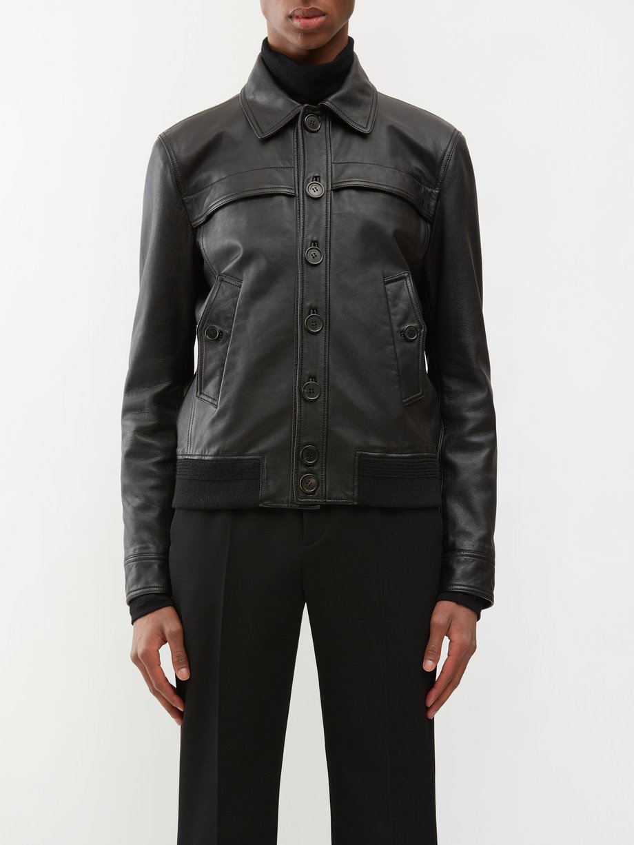 Black Leather jacket | Saint Laurent | MATCHES UK