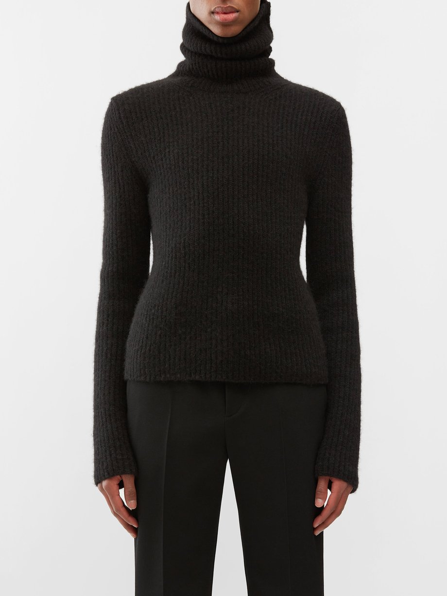 Black Roll-neck ribbed wool-blend sweater | Saint Laurent | MATCHES UK
