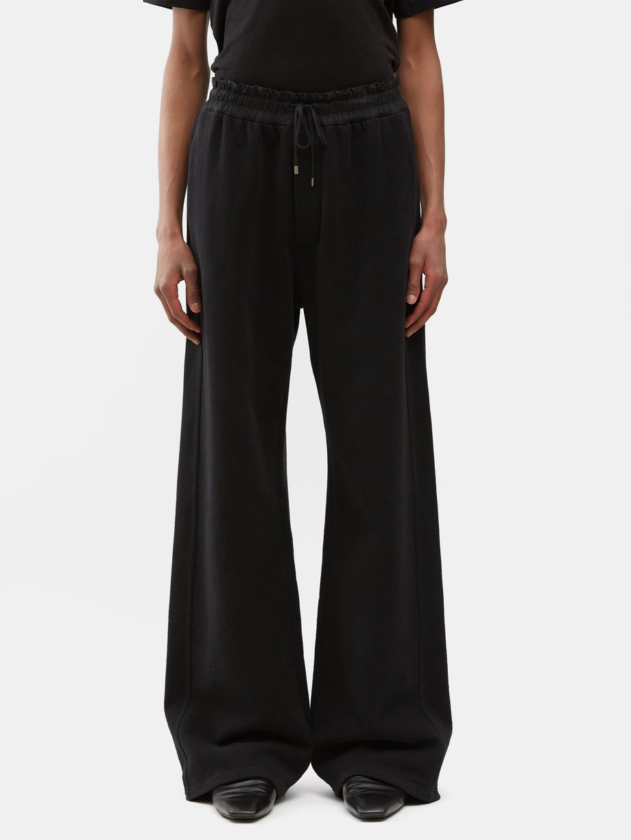 Black Straight-leg cotton-fleece track pants, Saint Laurent