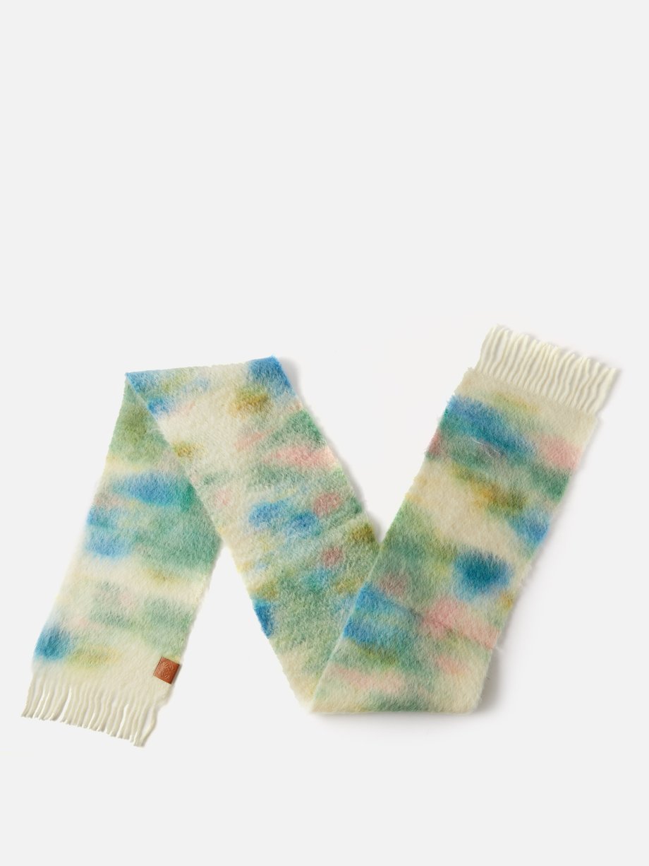 LOEWE Blurred-print wool-blend scarf