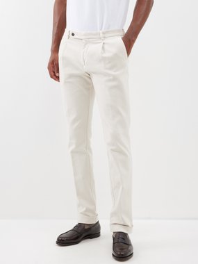 Thom Sweeney Pleated cotton-blend twill chinos
